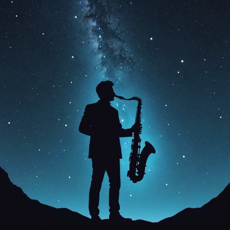 A gentle journey through jazz as it meets the vast, starry expanse of space, with each saxophone note casting a spell of awe and calm as if witnessing the aurora from a silent, shadowy planet.