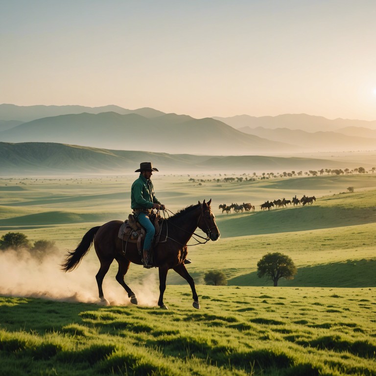 This upbeat instrumental sertanejo track embodies the spirit of a joyful ride through the brazilian countryside at sunrise. It merges traditional guitar rhythms with modern dynamic tempos to provide an exhilarating listening experience.