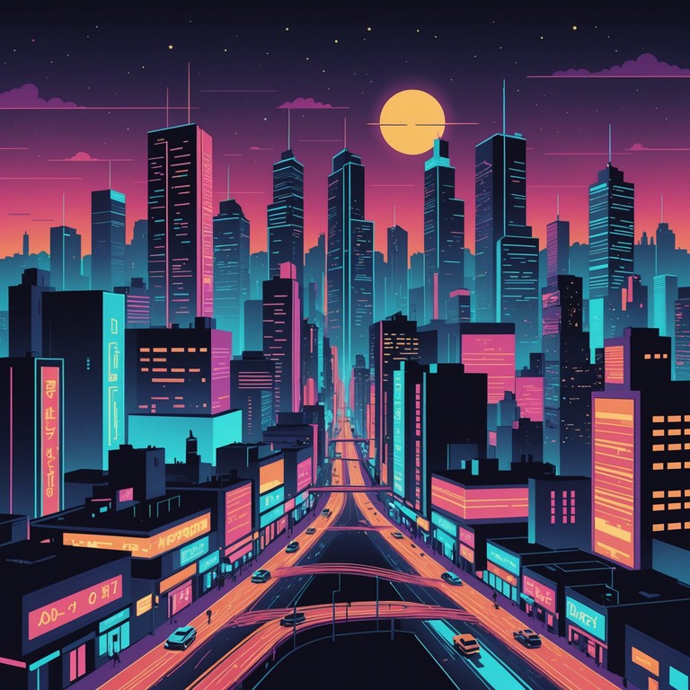 This track captures the expansive feel of a futuristic cityscape with its pulsating synth melodies and deep digital beats, resembling a high speed journey through a neon lit urban environment. The blend of cyberpunk atmospheres with an uplifting tone creates a vivid audio experience that both energizes and captivates the listener.