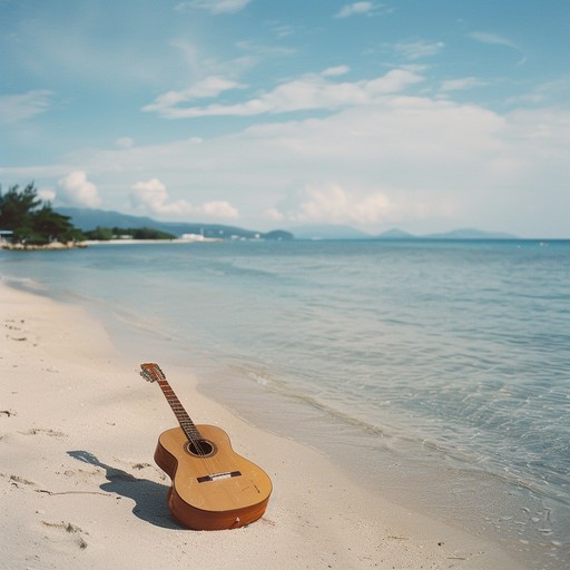 Picture yourself relaxed on a sunny beach, playing mellow guitar pieces accompanied by the soothing sound of waves. This composition embodies the peacefulness and joy of a summer day, combining serene guitar melodies with natural ambient sounds for a tranquil listening experience.