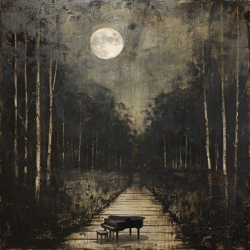 Imagine a vivid scene where the crisp moonlight meets the uncertain paths of crossroads, emphasizing the choices we face and the serene beauty of nighttime solitude. A complex piano capriccio that weaves through emotions and decisions, creating an intricate tapestry of sound that intrigues and mesmerizes the listener.