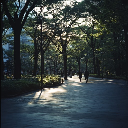 A peaceful melody echoes through the crowded streets of tokyo, offering a harmonious blend of old and new, tradition meets contemporary in this heartwarming instrumental. The distant hum of the city complements the placid strums of the shamisen making it a perfect backdrop for both introspective moments and casual city wanderings.