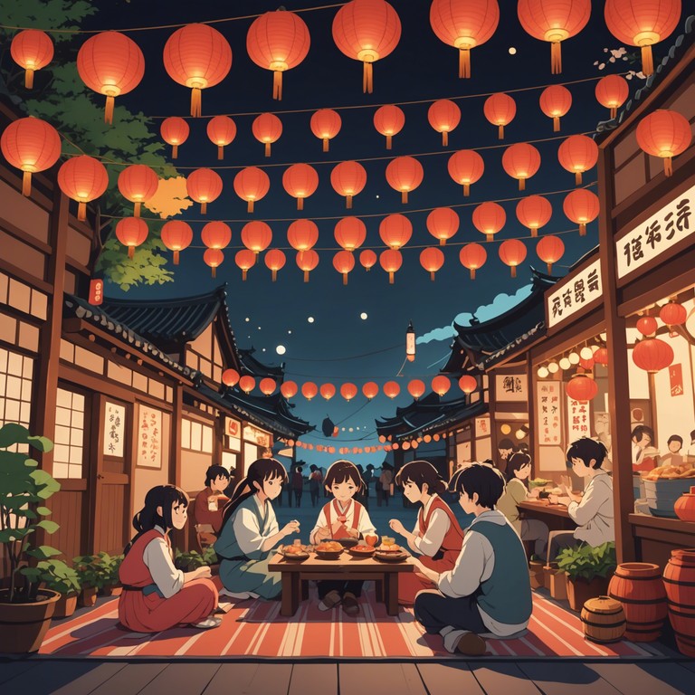 This alternative version focuses even more on the vibrancy and color of the festive season, with a more pronounced use of digital effects to highlight moments of joy and togetherness in an anime setting.