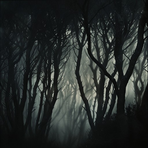 A brooding and haunting darkwave track weaving an eerie tapestry using melancholic synthesizers, ethereal pads, and haunting melodies. The piece builds atmospheric tension, invoking a shadowy, almost spectral landscape where twilight whispers breathe life into the darkness.