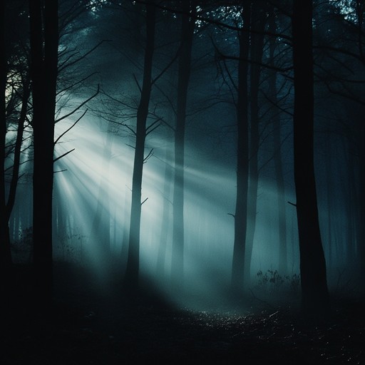 This track uses a deeply atmospheric and melancholic blend of acoustic guitar melodies intertwined with subtle percussive elements. The arrangement captures the essence of wandering through a misty forest at dusk, with sounds that gradually build in intensity, invoking a sense of brooding reflection and dark folklore. The plucking of the guitar strings echoes through the shadowy trees, creating an enchanting yet eerie soundscape.