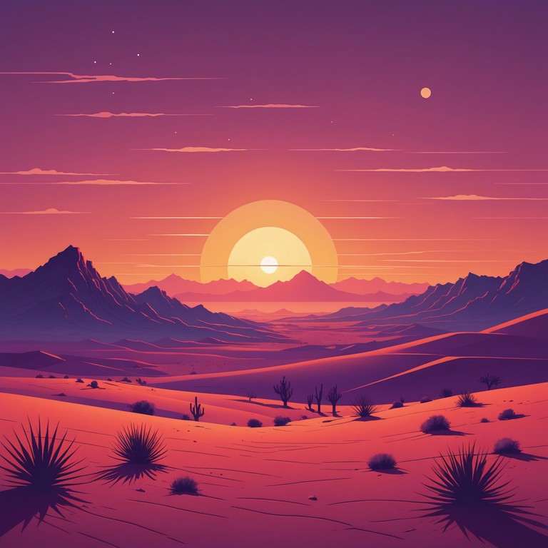 This piece embodies a serene evocation of sunset on a mesmerizing desert landscape, captured through melodious and captivating tones. The music is designed to transport listeners to a place of tranquility and enigmatic beauty, providing a soundscape that supports reflection and relaxation.