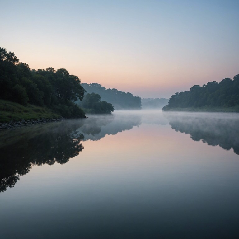 Imagine a serene evening by the riverside, the air filled with soothing, relaxed jazz melodies that flow smoothly, mirroring the calm waters. This track features soft saxophone tunes against a backdrop of gentle river sounds, creating a peaceful atmosphere perfect for unwinding after a long day.