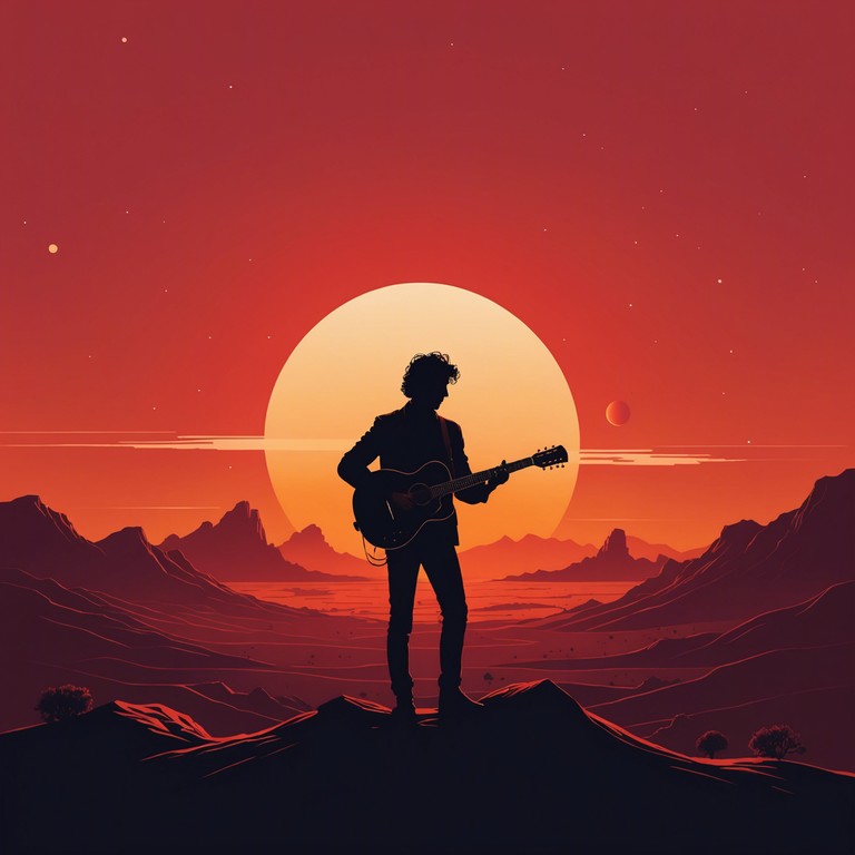 Explore this serenading voyage across imagined martian landscapes where each note and riff serves as a stepping stone through a musical interplanetary adventure. The dynamics of the electric guitar capture the essence of a cosmic journey, fueled by a feeling of nostalgia mixed with wonders not yet explored.