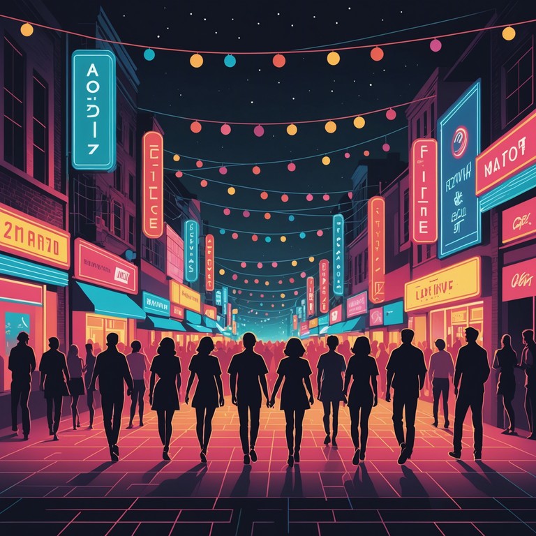 This track merges classical latin rhythms with futuristic synth elements, creating a playful and vibrant soundscape reminiscent of bustling city nights infused with samba's joyful spirit. The composition aims to evoke feelings of whimsy and spontaneity, perfect for invoking imaginative and colorful scenes.