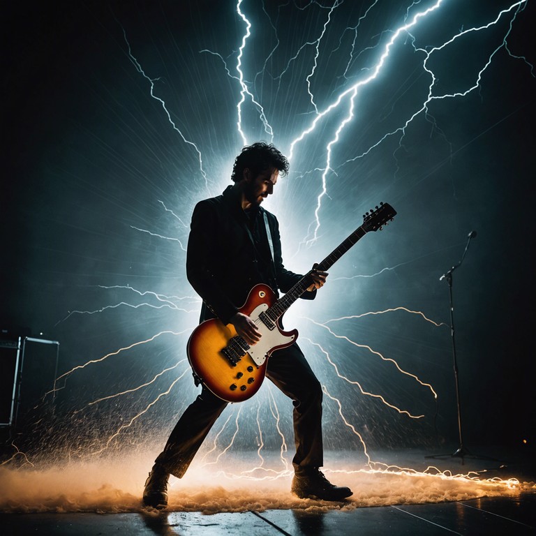 Embark on an auditory journey where dynamic power chords and searing guitar solitzes come together to create a musical tempest. This track is designed to pump adrenaline, reflect defiance, and energize the listener, resembling the untamed power of a storm, each note striking like a bolt of lightning in the dark sky.