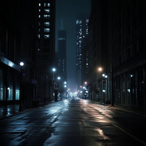 An instrumental piece that explores the haunting ambience of deserted urban environments after midnight, blending subtle industrial sounds and deep resonant textures to create a sense of isolation and mystery.