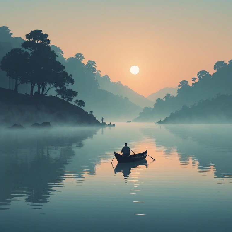 An instrumental track capturing the serene and spiritual essence of the ganges river, blending traditional hindustani sounds with modern harmony to evoke a peaceful, reflective atmosphere.