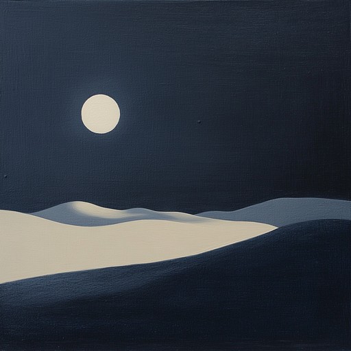 Drawing from the haunting quietude of a dark desert night, this piece employs minimalistic tones to evoke the feeling of isolation and stark beauty found under a starlit desert sky. The eerie calm, occasionally broken by the distant howl of the wind, lends a chilling yet strangely comforting quality to the composition