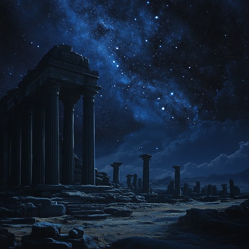 This composition captures the essence of a forgotten era, blending ancient instruments with modern melodies to create a bridge between past and future. The music serves as a haunting reminder of lost civilizations and timeless natural beauty, drawing listeners into a reflective, meditative state.
