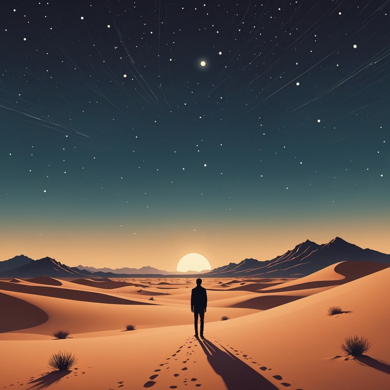 This composition paints a poignant picture of solitude amidst the expansive desert under a starlit sky. The melancholy melodies convey a deep sense of longing and reflection, resonating with the soulful solitude that the vast desert landscapes inspire.