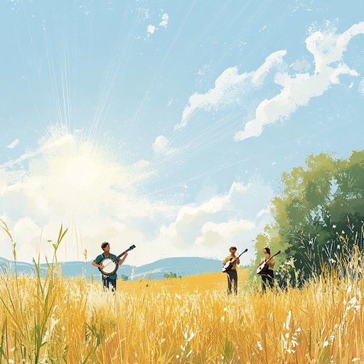 A fast paced instrumental bluegrass track bursting with energy and joy, perfect for setting a vibrant and cheerful tone. The melody is driven by an energetic banjo, supported by a rhythmic guitar and fiddle, creating an engaging and foot tapping experience. This lively composition captures the essence of a sunny, festive morning in the countryside, making it ideal for upbeat, happy occasions.