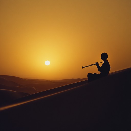 A serene instrumental blending middle eastern flute melodies with ambient electronic soundscapes, evoking the tranquility of desert nights and the gentle whispers of the wind.