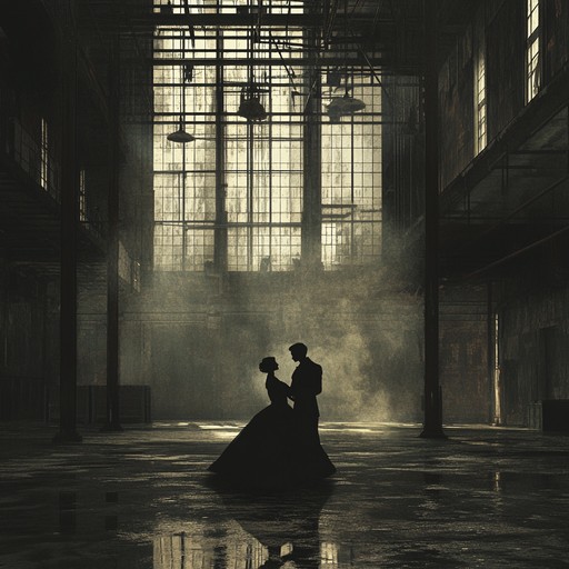 A waltz set in an abandoned factory, where the elegant dance rhythms clash with the harsh, gritty sounds of machinery and metal. The robotic precision melds with sweeping ballroom elegance to create an eerily captivating experience.