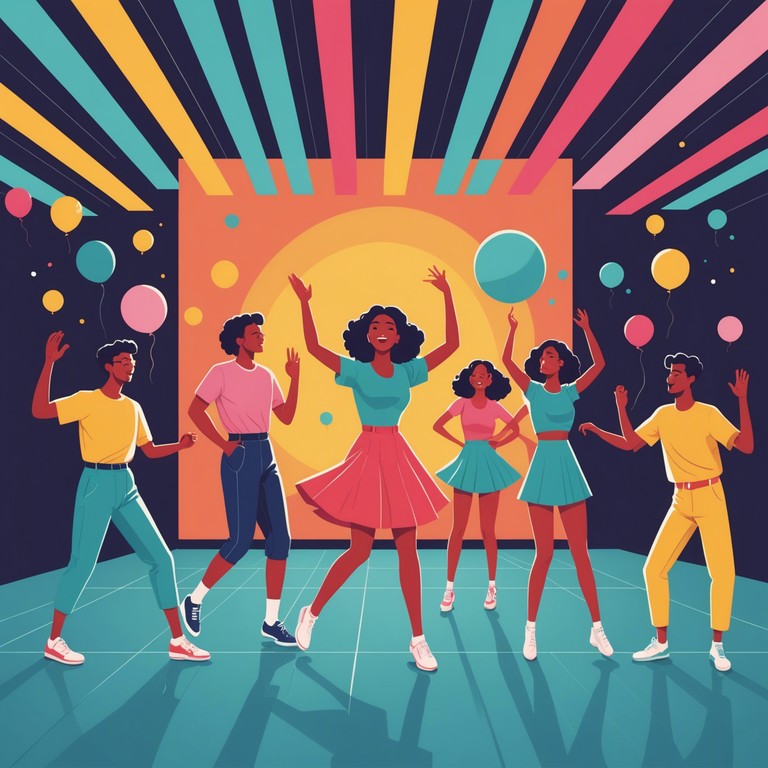 Cheerful rhythm lane transports listeners to a lively party scene where the smooth new jack swing style dominates, loaded with grooves that make you want to move. It encapsulates the essence of joy and dance of the early 90s music scene, perfect for any festive atmosphere or retro themed party