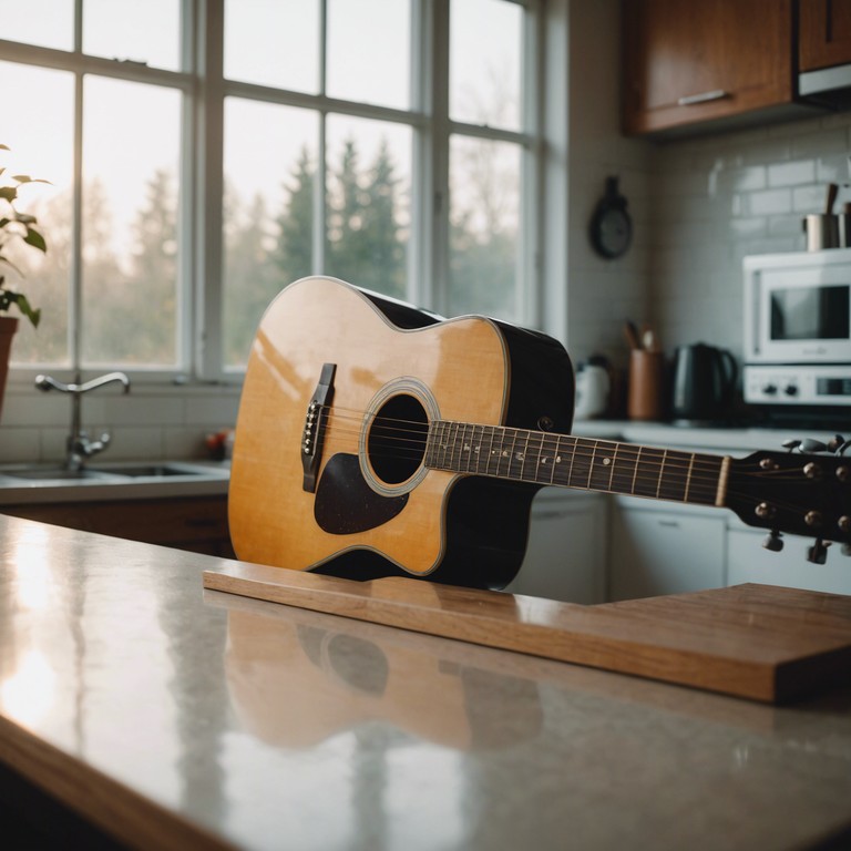 Echoing the soft strum of an acoustic guitar paired with ambient sounds of a bustling morning kitchen, this tune sets a positive tone for starting the day with its melodic, upbeat rhythms.