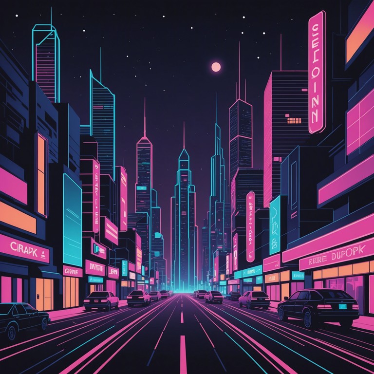 In a world where the night never ends and neon lights flicker among the towering skyscrapers, a soundtrack of sinister tones and haunting cybernetic rhythms envelops the listener. The composition captures the essence of a dystopian society, glazed with futuristic unease and mechanical whispers. Through echoing beats and sharp electronic bursts, experience the sound of a digital ghost town.