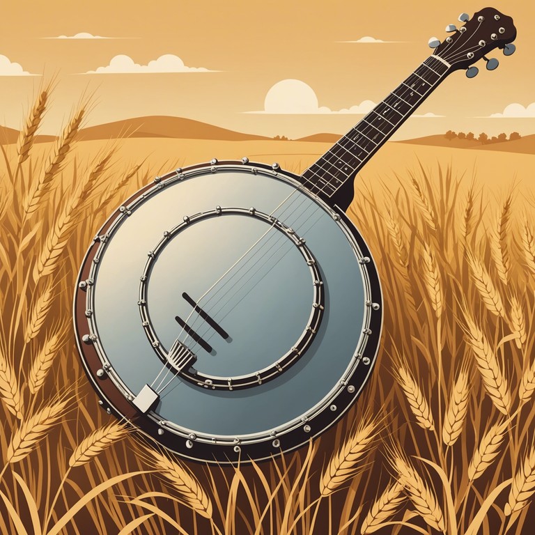 Emulating the serene scene of golden fields softly swaying under a warm sun, this alternative version maintains a tranquil mood with a slightly more introspective depth, using gentle strokes of banjo strings to invite quiet reflection.