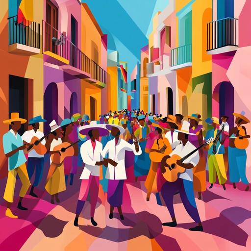 An exuberant celebration with lively rhythms and jubilant melodies, evoking the vibrant atmosphere of a street carnival. Colorful percussion patterns and dynamic arrangements bring to life the energy and excitement of a community coming together to celebrate.