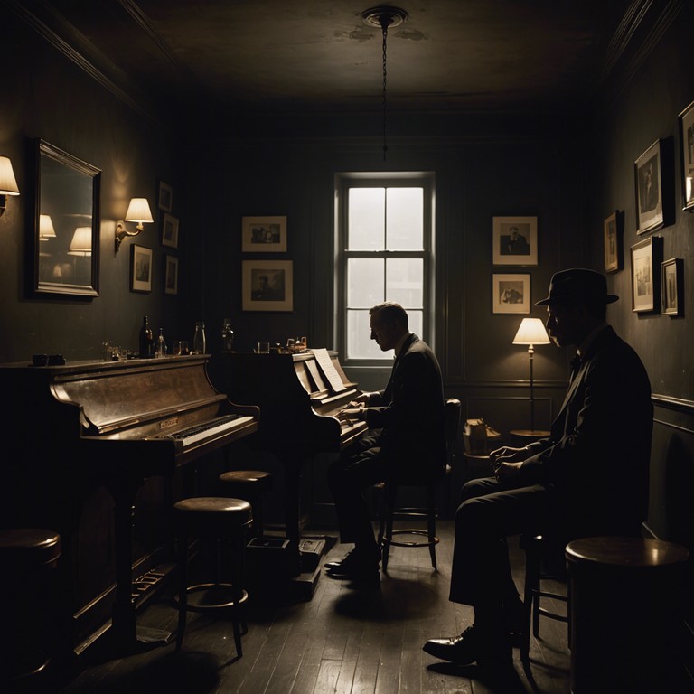 A track that marries the richness of sultry jazz tones with the mysterious ambiance of classic film noir cinema. The fortepiano sets a contemplative mood as it takes the lead, narrating an auditory tale ripe with tension and allure. This piece functions as a perfect soundscape for scenes depicting late night rendezvous or the smoky corners of an upscale jazz club.