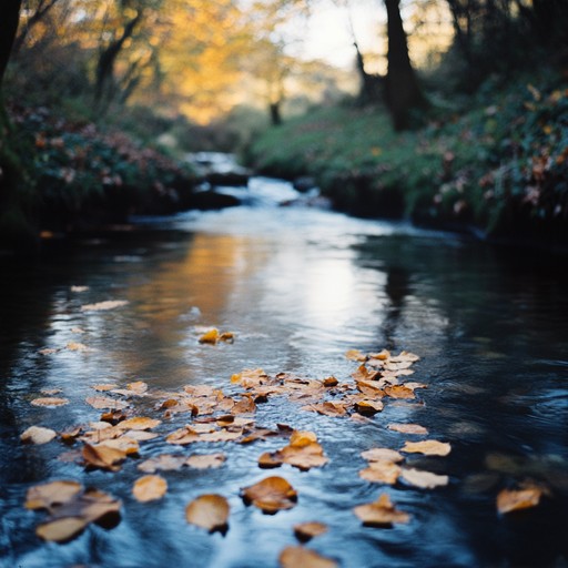 This alternate version presents melodic sequences as smooth and continuous as a river's journey. Soft ambient sounds underlie a flute’s gentle melody, evoking feelings of moving forward with grace and tranquility, reminiscent of a quiet river winding through a fall landscape.