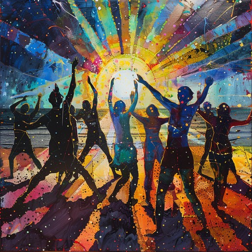 Imagine an endless summer night turning into dawn, with pulsating rhythms resonating across a sun kissed dance floor. The track starts with subtle electronic beats that soon evolve into an uplifting, powerful techno anthem, providing the perfect backdrop for joyful dancing and letting go of inhibitions.