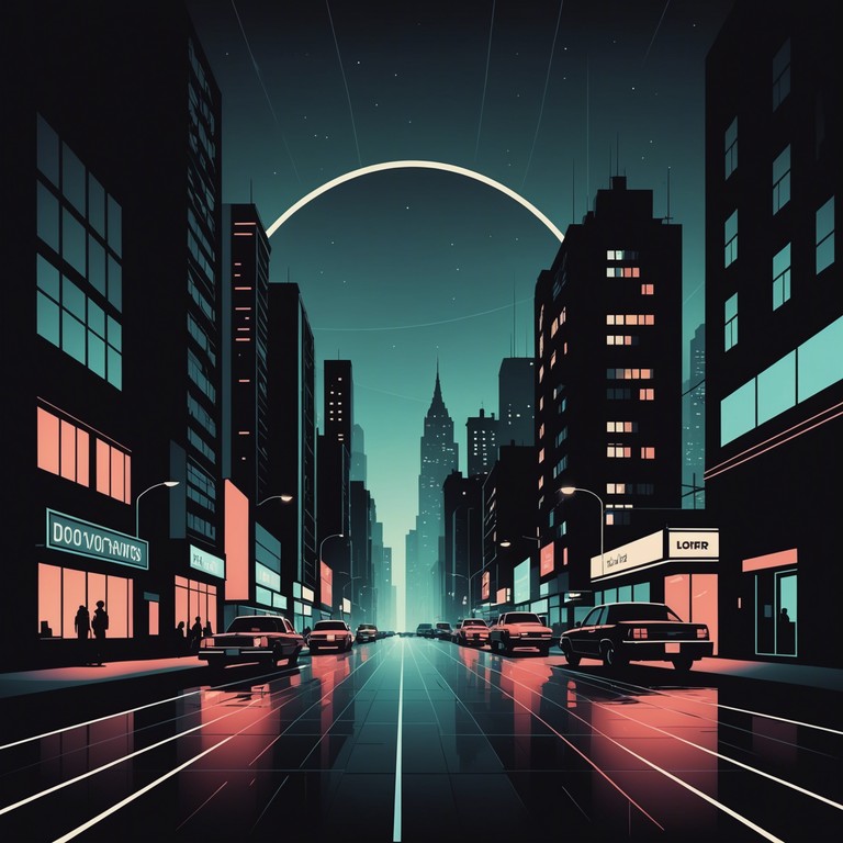 A sonic journey through a cityscape at night, with echoing electric guitar riffs and a blend of noises capturing the essence of urban life's darker side.