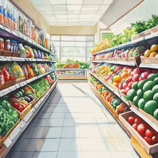 Imagine a sunlit saturday morning at your favorite grocery store, gently pushing a cart down the aisles filled with colorful produce. The background muzak lifts your spirits, creating a carefree atmosphere that makes even mundane errands enjoyable. Bright, cheery notes carry you through each aisle, making the experience feel light hearted and pleasant