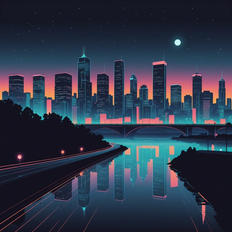 A sound that encapsulates the essence of a cyberpunk cityscape at night, with its pulsating neon lights and the distant hum of the urban expanse. The track creates an atmosphere of contemplative solitude amidst the futuristic setting, supported by smooth, deep bass lines and soft, echoing synthesizer melodies that invite the listener into a serene yet complex ambient space.