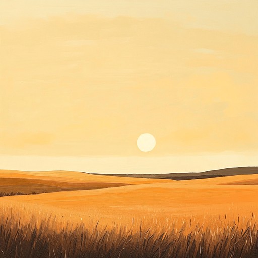 A mellow and dreamy instrumental capturing the tranquility of a setting sun over vast prairies, evoking memories of warm summer evenings and the simple beauty of country landscapes