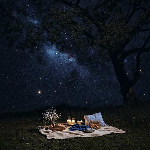 Imagine a serene evening picnic under a starlit sky, with gentle music that blends with the soft whisper of the night breeze. This track uses the soothing sounds of an acoustic guitar to create a peaceful, intimate vibe that's perfect for a laid back evening spent outdoors, enjoying a meal with loved ones.