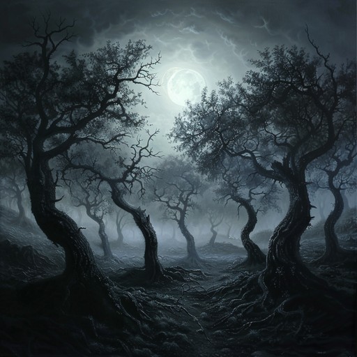 A chilling instrumental track featuring eerie string crescendos, evoking images of twisted forests and dark shadows. This composition captures the menacing essence of a psychological horror anime, creating a soundscape filled with suspense and mystery. The track layers unsettling melodies and discordant harmonies, transporting listeners to an unsettling world where reality and nightmare blend.