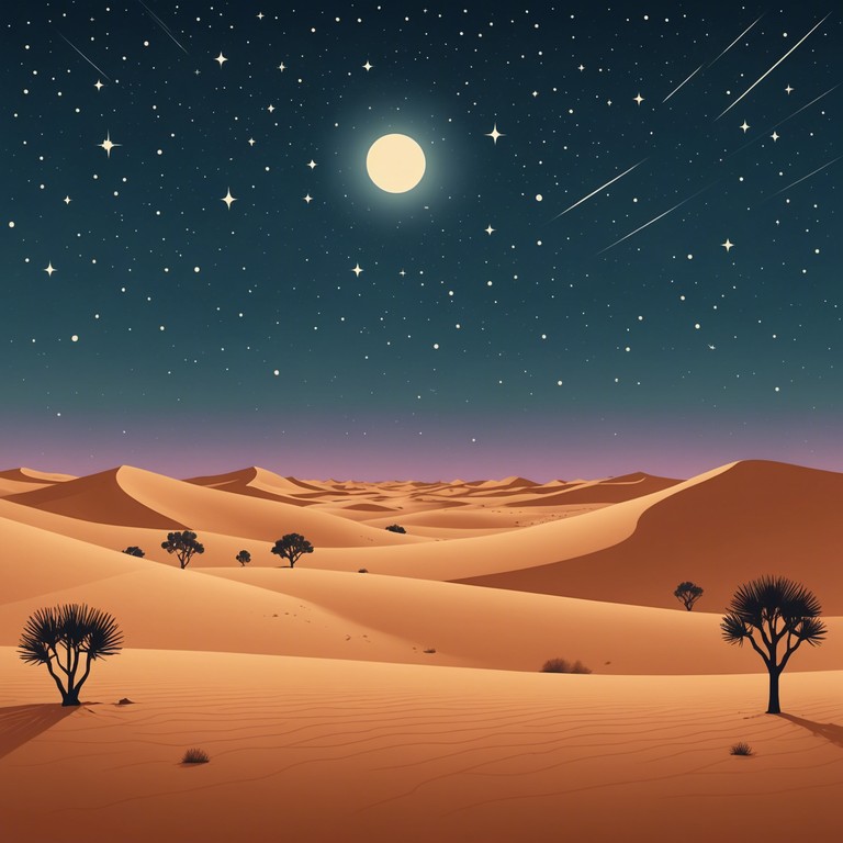 A haunting piece characterized by a gentle yet persistent sitar melody echoing the calm and mysticism of a star filled desert night. It captures the vastness and the subtle thrill of the unknown in the wild