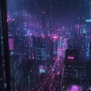 soothing cyberpunk vibes, futuristic cityscape, chilled beats