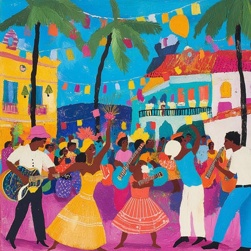 An exhilarating instrumental showcasing upbeat saxophone melodies paired with rhythmic latin percussion, evoking lively cuban street festivals during sunset. The dynamic energy captivates listeners.