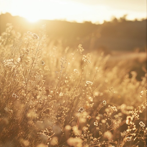 A delicate acoustic guitar piece capturing the tranquility of a sunrise over a golden meadow, evoking feelings of peace and contentment. The composition features gentle strumming and soft melodies that blend seamlessly, reflecting the gentle emergence of sunlight and the stillness of early morning