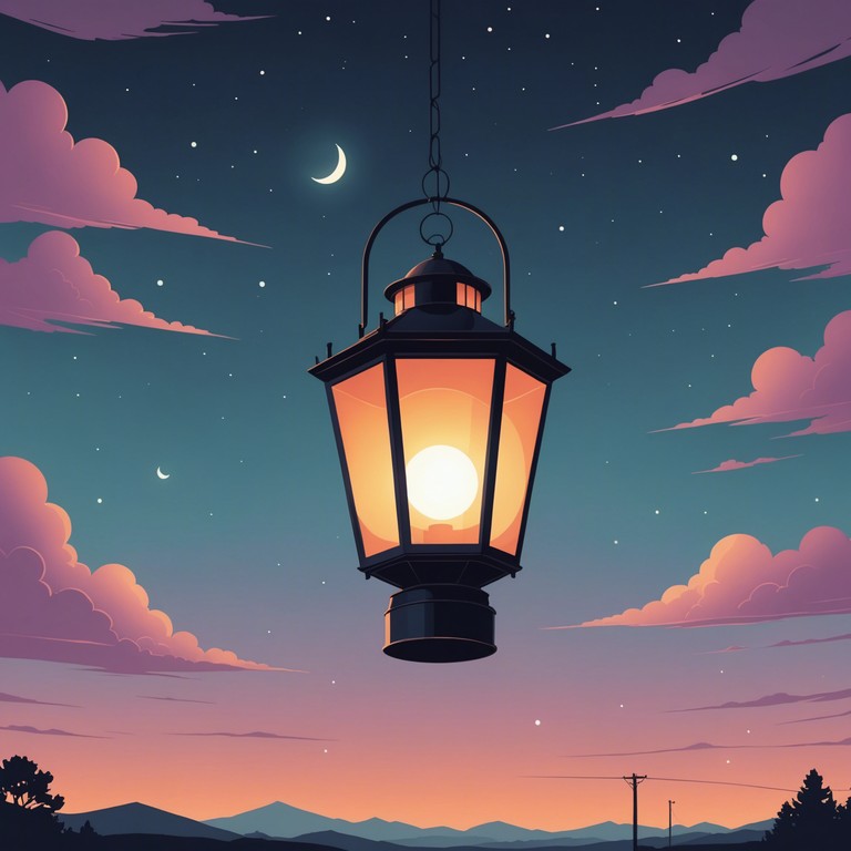 Imagine an anime scene transitioning from dusk to night with a gentle melody providing an emotional backdrop to a tale of gentle love and introspection.