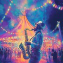 passionate saxophone performance in a whimsical circus atmosphere.