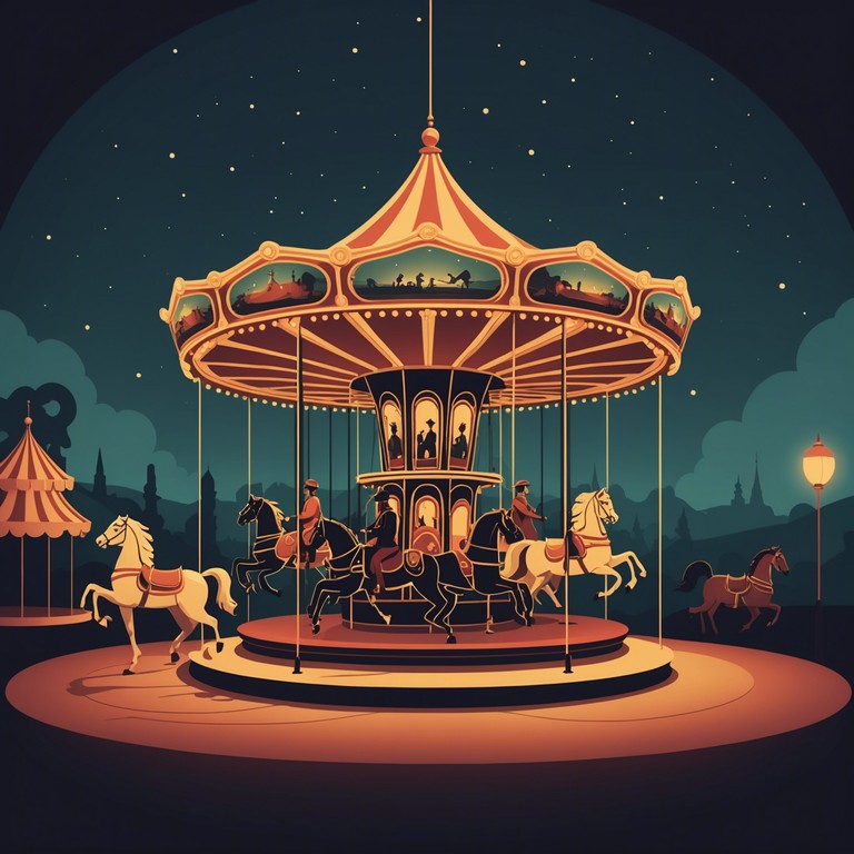 Set in a haunted carnival, this sinister piece evokes a sense of playful dread and eerie suspense, with swirling melodies that mimic the undulating motion of a shadowy carousel under a full moon. It features enigmatic, slightly off pitched tunes that resonate with the mysteries of a nighttime amusement park long deserted but magically alive at midnight.