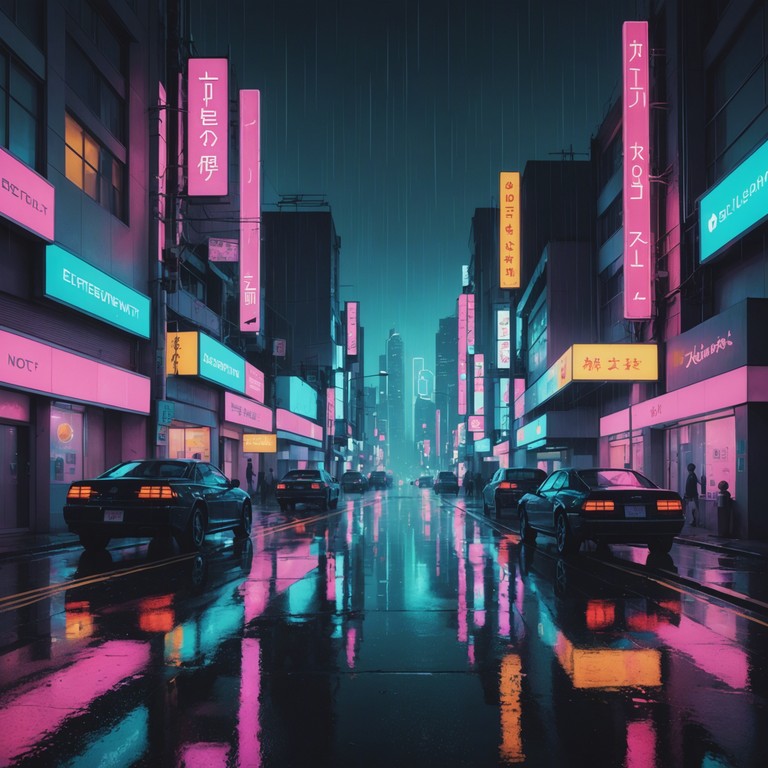 A peaceful stroll through a bustling futuristic metropolis, where technology and tranquility fuse beneath the neon glow, creating a soundtrack for reflection