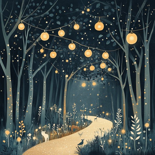 This soothing instrumental track uses a soft harp to create a calm and whimsical melody that is perfect for bedtime routines and peaceful moments. The gentle soundscape evokes a magical, serene nighttime forest, filled with twinkling stars.