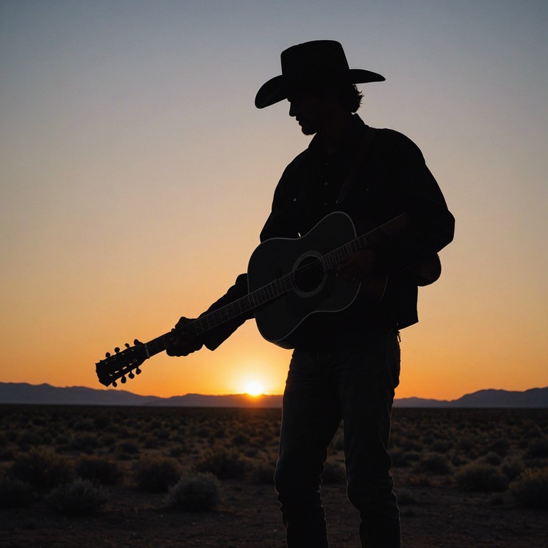 A hauntingly poignant track that encapsulates the isolated and rough terrain of the american west through the melancholic melodies of a lone acoustic guitar complemented by occasional mournful whistles. The song tells a tale of solitude and resilience, capturing the essence of a sunburnt landscape and the rugged individuals who wander it.