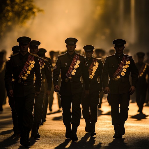 Energizing military march, featuring bold brass and steady drums. This track embodies the spirit of victory, showcasing the bravery and unity of soldiers as they march forward with unwavering determination.