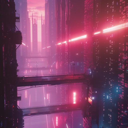 Immerse in a world where shadow and light battle for dominance, driven by pulsating beats and haunting synths that evoke an urgency and tension. The ambient soundscape creates an unsettling yet thrilling experience, perfect for an edgy, modern horror narrative set in a neon lit dystopian cityscape.