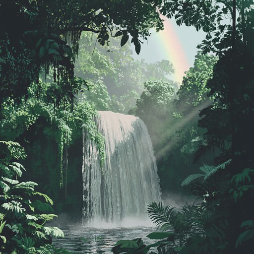 Imagine a musical journey positioned atop a mystical waterfall, where gentle guitar strings harmonize with the tranquil sounds of cascading water, creating a peaceful yet invigorating atmosphere. This track aims to transport listeners to a serene escape, surrounded by nature's own symphony.