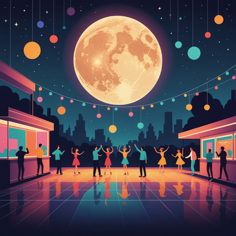 An enchanting track filled with vibrant rhythms that evoke a sense of freedom and joy. Energetic beats combined with glittery effects create an atmosphere of a festive, moonlit dancefloor.